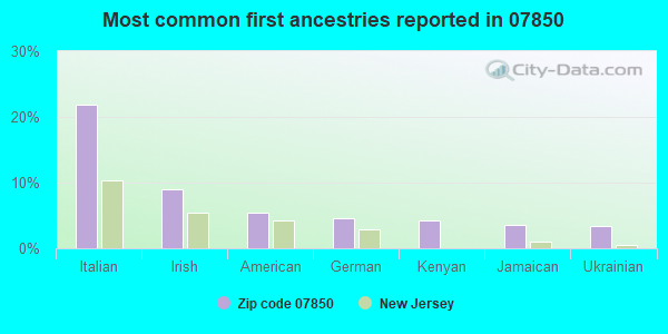 Most common first ancestries reported in 07850