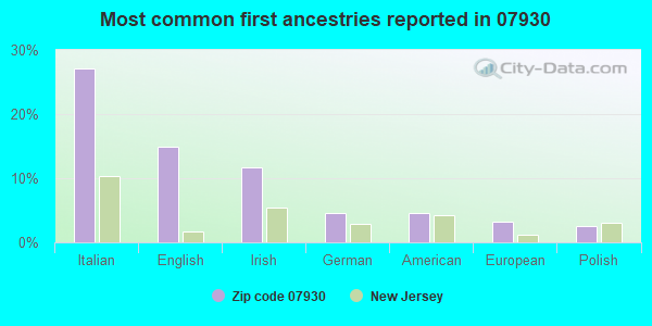 Most common first ancestries reported in 07930