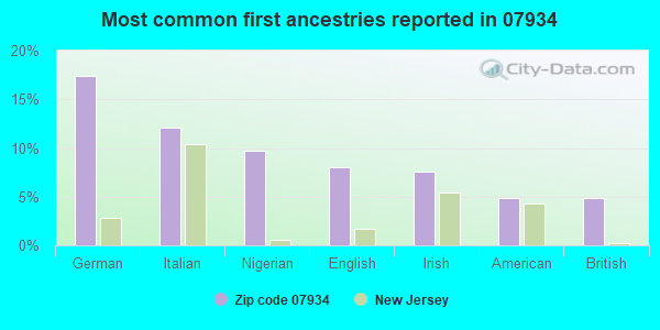Most common first ancestries reported in 07934