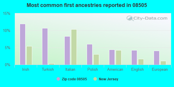 Most common first ancestries reported in 08505