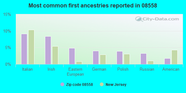 Most common first ancestries reported in 08558