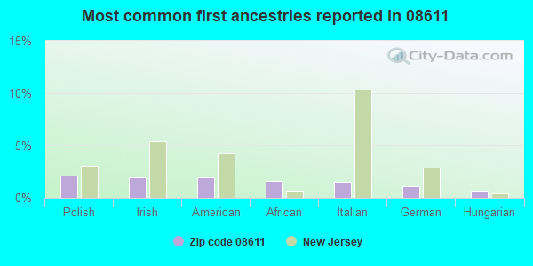 Most common first ancestries reported in 08611