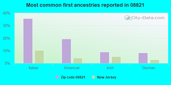 Most common first ancestries reported in 08821