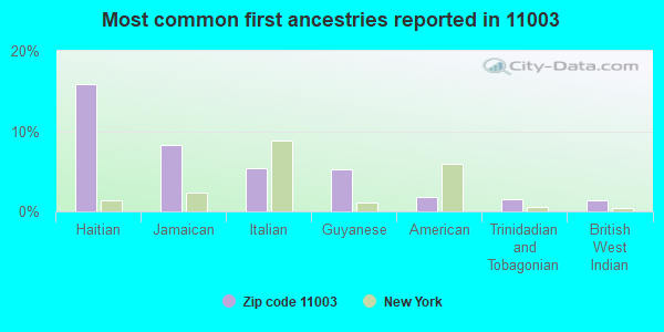 Most common first ancestries reported in 11003