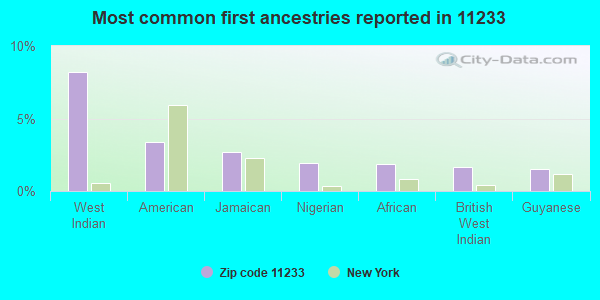 Most common first ancestries reported in 11233
