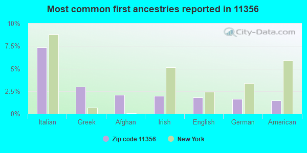 Most common first ancestries reported in 11356
