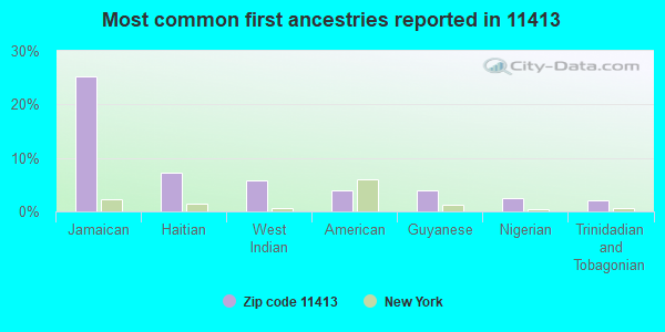 Most common first ancestries reported in 11413