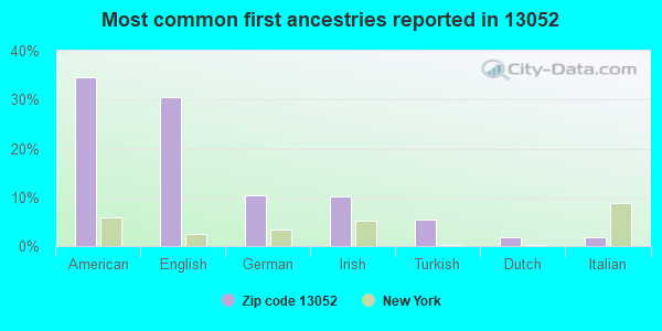 Most common first ancestries reported in 13052