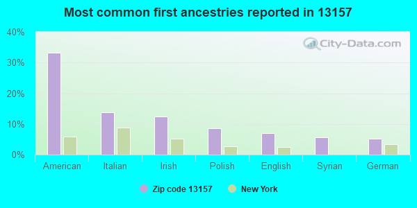 Most common first ancestries reported in 13157