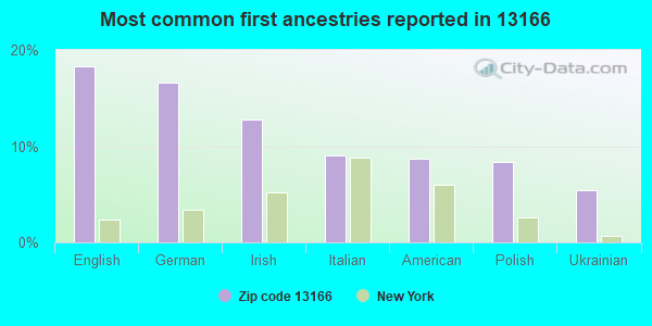 Most common first ancestries reported in 13166