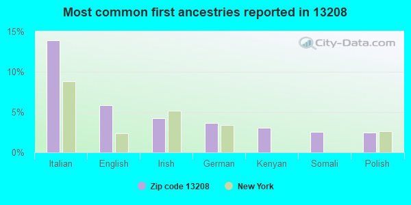 Most common first ancestries reported in 13208