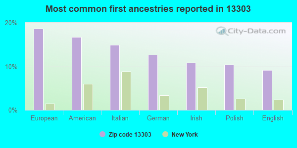 Most common first ancestries reported in 13303