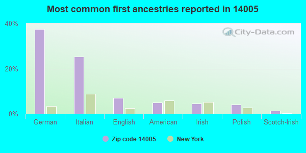 Most common first ancestries reported in 14005