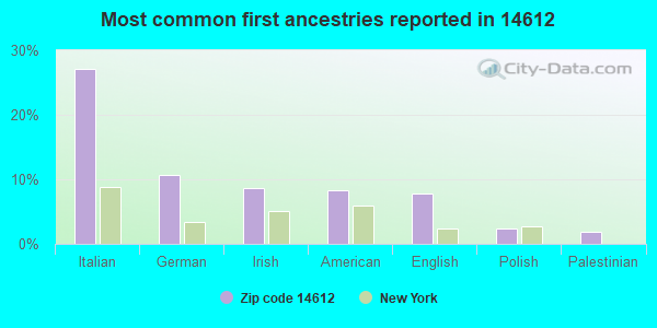 Most common first ancestries reported in 14612