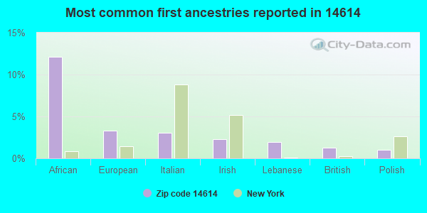 Most common first ancestries reported in 14614