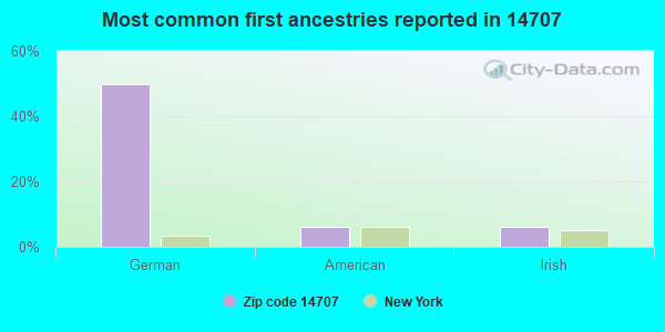 Most common first ancestries reported in 14707