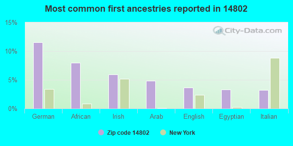 Most common first ancestries reported in 14802
