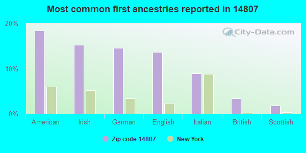 Most common first ancestries reported in 14807