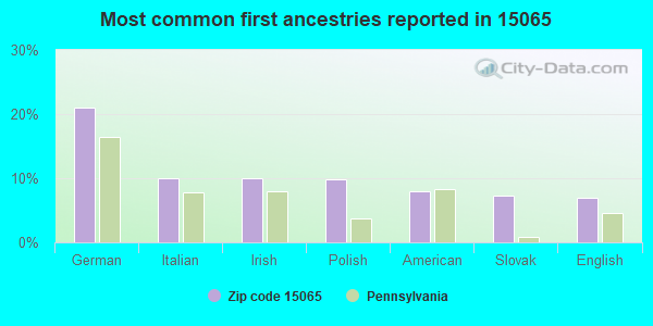 Most common first ancestries reported in 15065