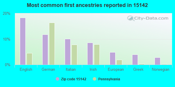 Most common first ancestries reported in 15142