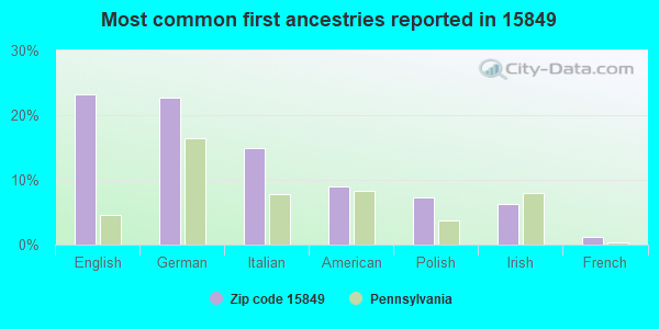 Most common first ancestries reported in 15849