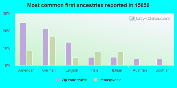 Most common first ancestries reported in 15856