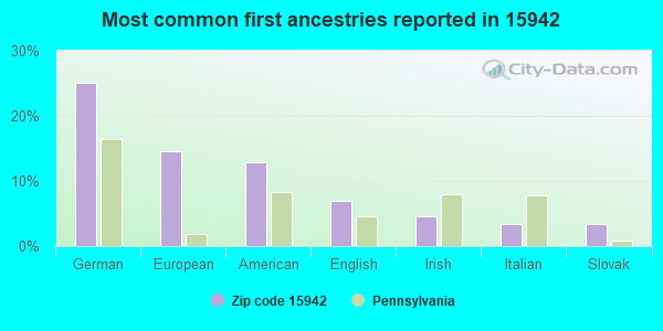 Most common first ancestries reported in 15942