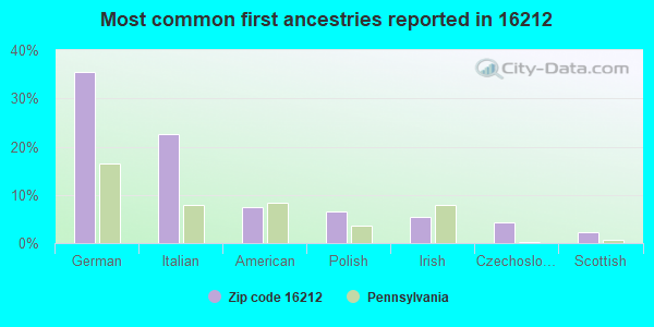 Most common first ancestries reported in 16212