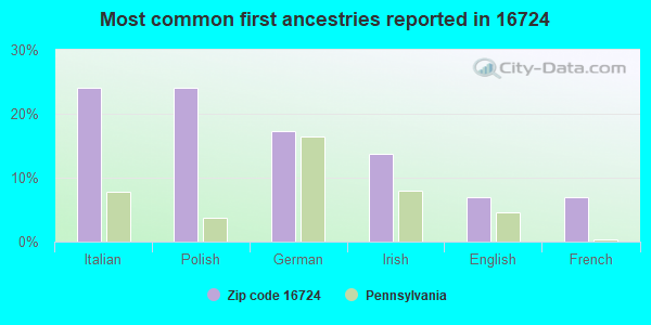 Most common first ancestries reported in 16724