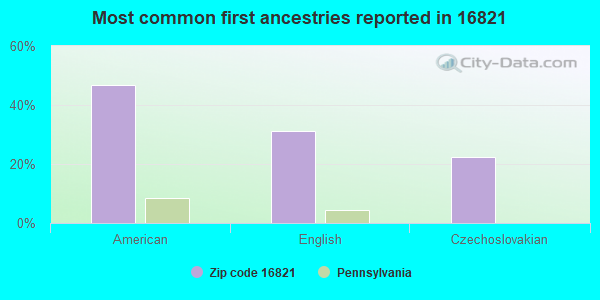 Most common first ancestries reported in 16821