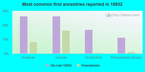 Most common first ancestries reported in 16852