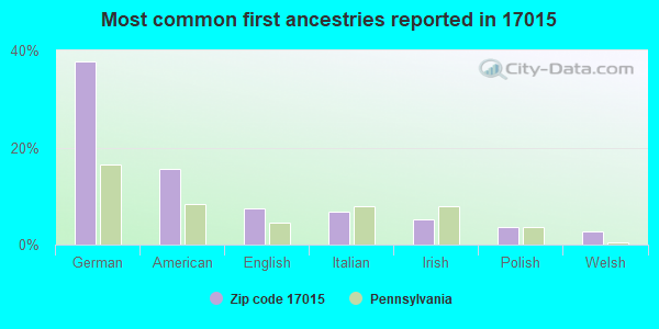 Most common first ancestries reported in 17015