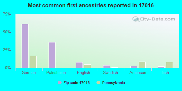 Most common first ancestries reported in 17016