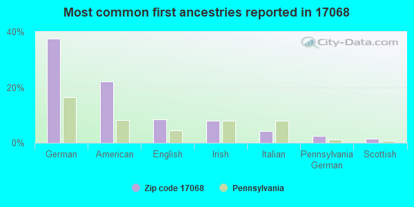 Most common first ancestries reported in 17068