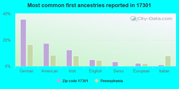 Most common first ancestries reported in 17301