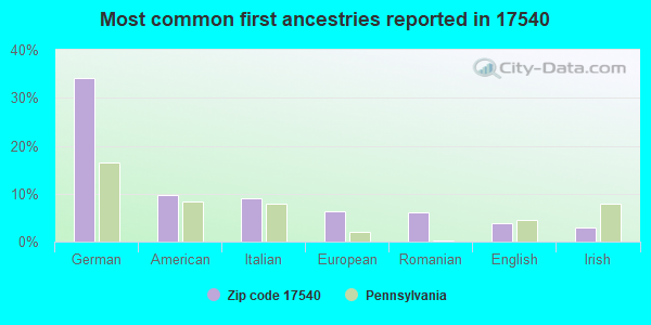 Most common first ancestries reported in 17540