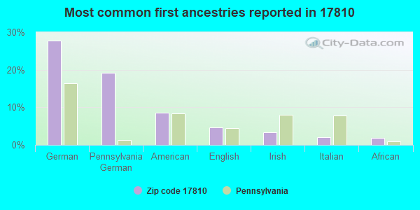 Most common first ancestries reported in 17810