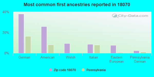 Most common first ancestries reported in 18070