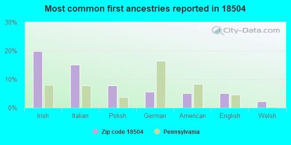 Most common first ancestries reported in 18504