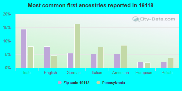 Most common first ancestries reported in 19118