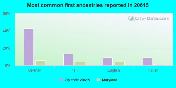 Most common first ancestries reported in 20615