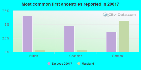 Most common first ancestries reported in 20617
