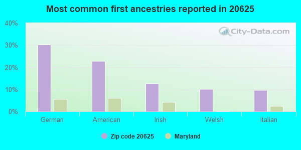 Most common first ancestries reported in 20625