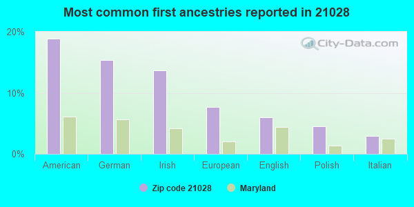 Most common first ancestries reported in 21028