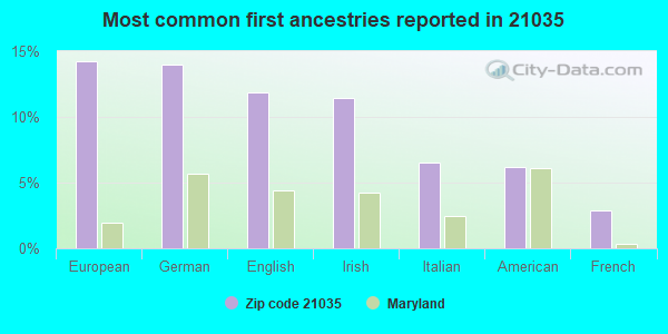 Most common first ancestries reported in 21035