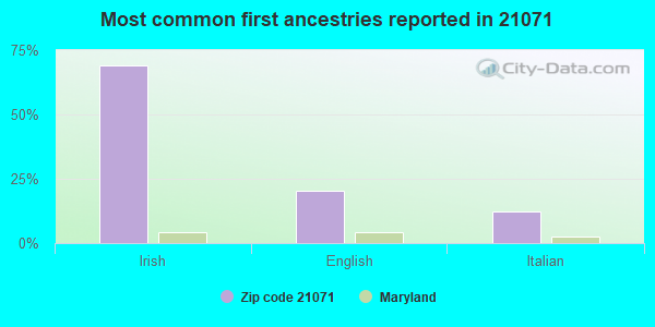 Most common first ancestries reported in 21071