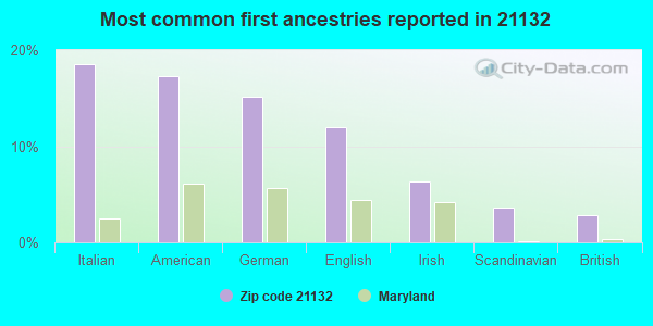Most common first ancestries reported in 21132
