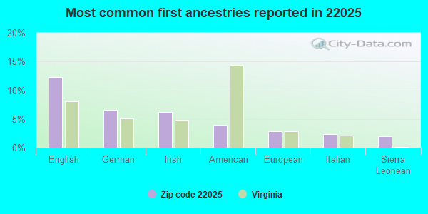 Most common first ancestries reported in 22025