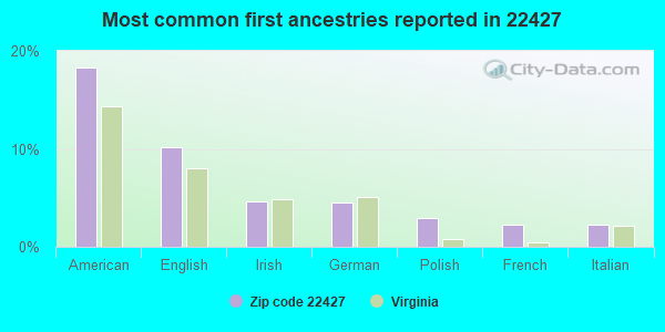 Most common first ancestries reported in 22427