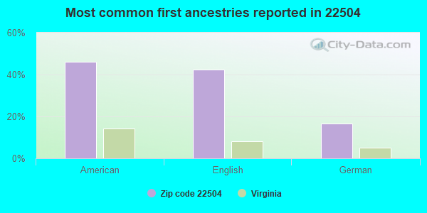 Most common first ancestries reported in 22504